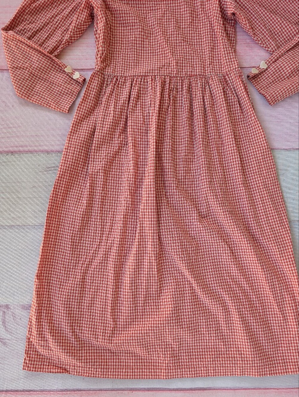 Lisa Says Gah Terracotta Gingham Maddie Midi Dress Medium - Picture 5 of 11